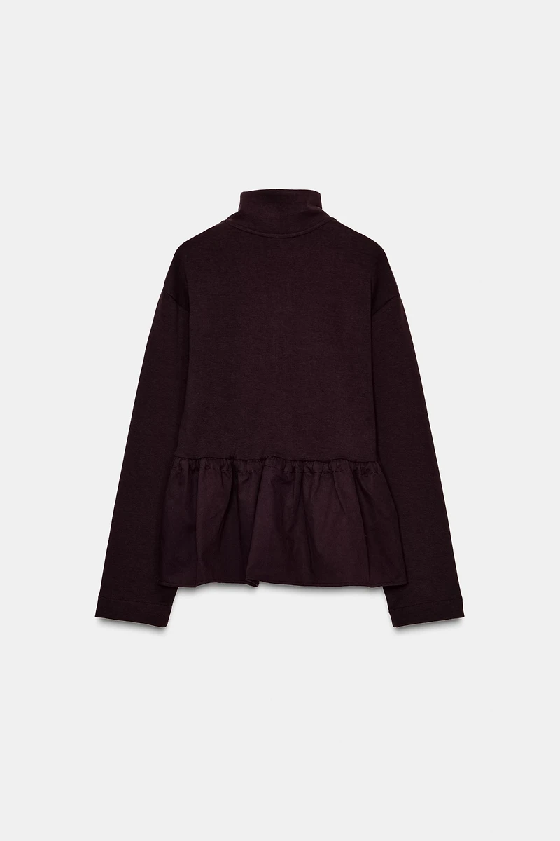 CONTRASTING PEPLUM BOMBER JACKET