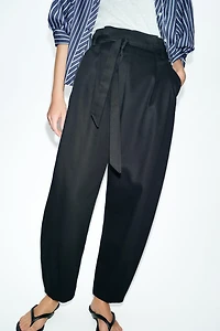 BELTED PAPERBAG PANTS