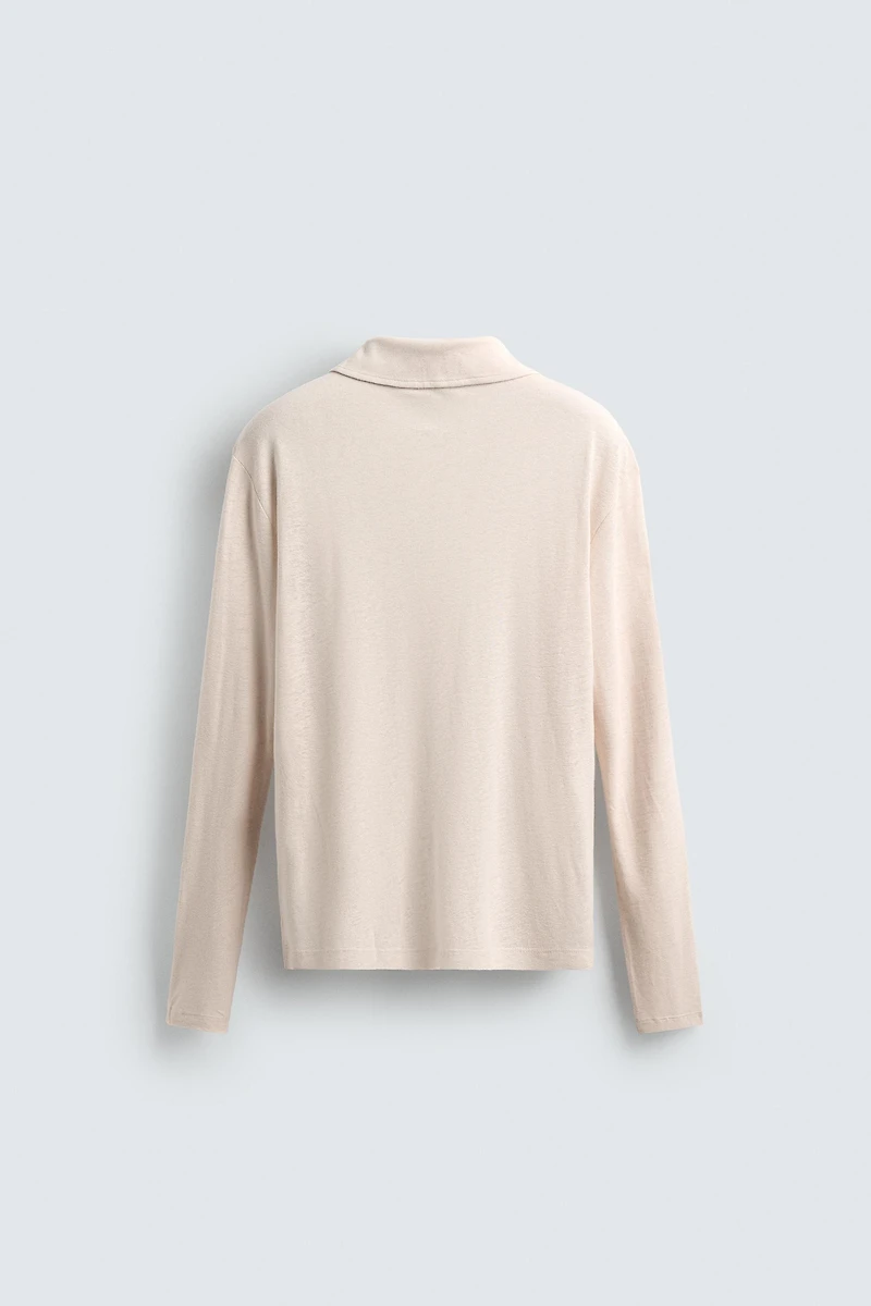 RELAXED FIT VISCOSE - LINEN POLO SHIRT
