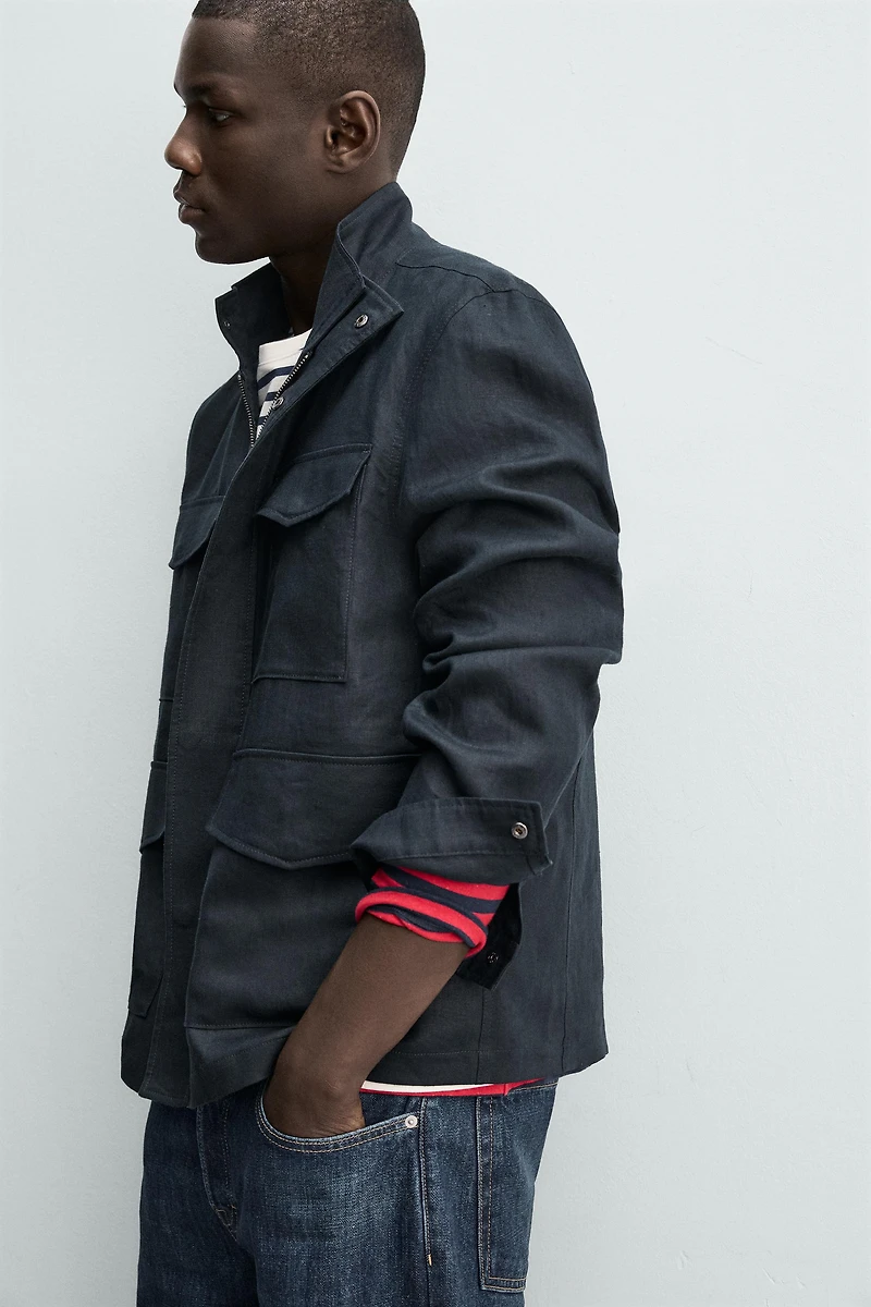 100% LINEN POCKET JACKET
