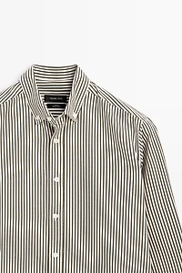 Regular fit striped poplin shirt