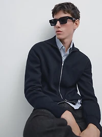 Cardigan fermeture Éclair en coton et laine