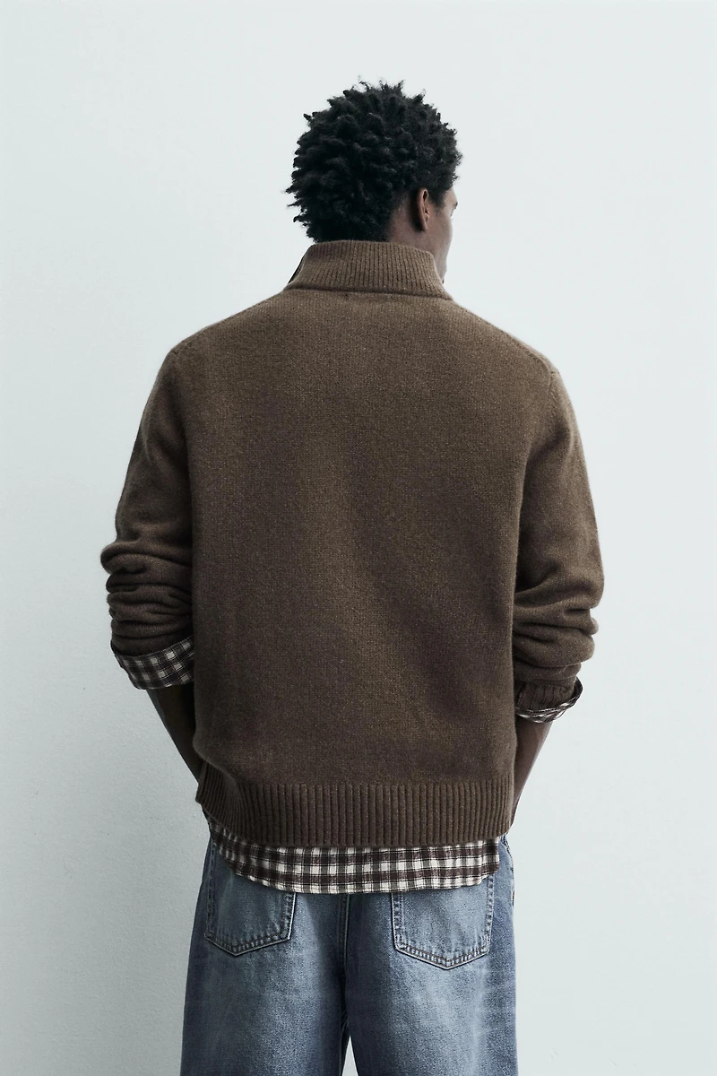 100% WOOL QUARTER-ZIP JUMPER