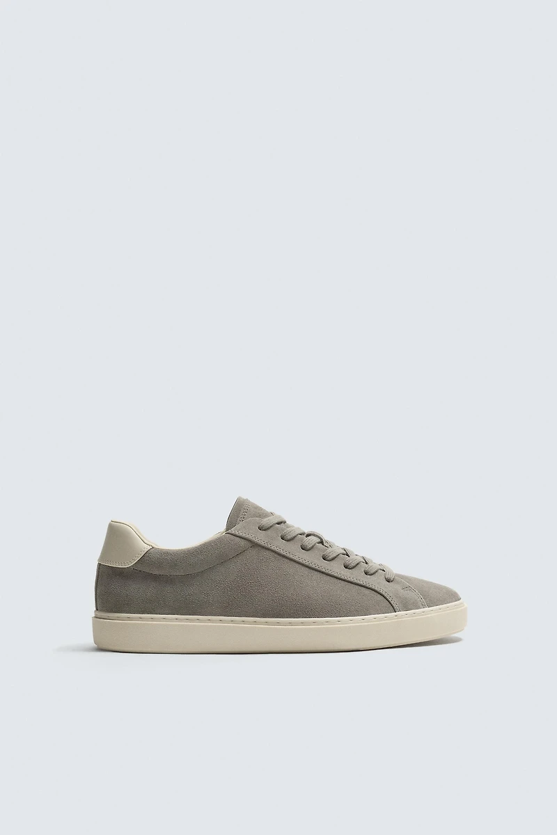 LEATHER HEEL DETAIL SNEAKERS