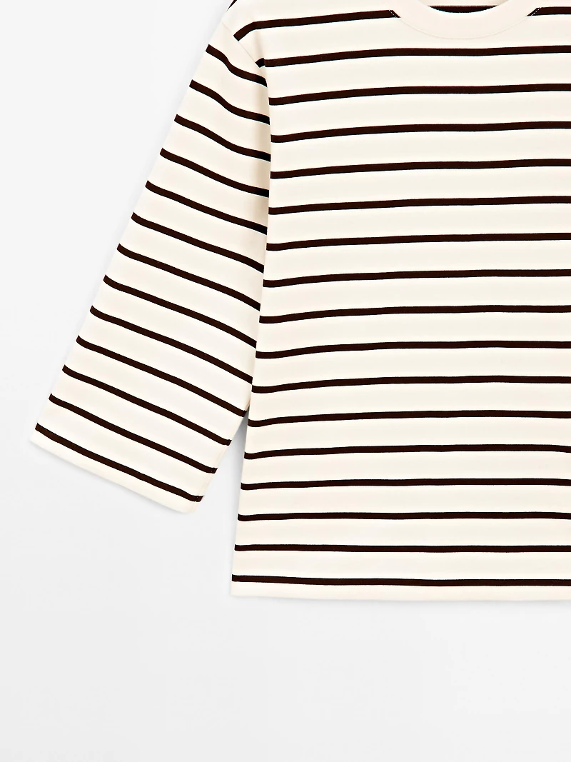 Striped T-shirt with elbow-length sleeves