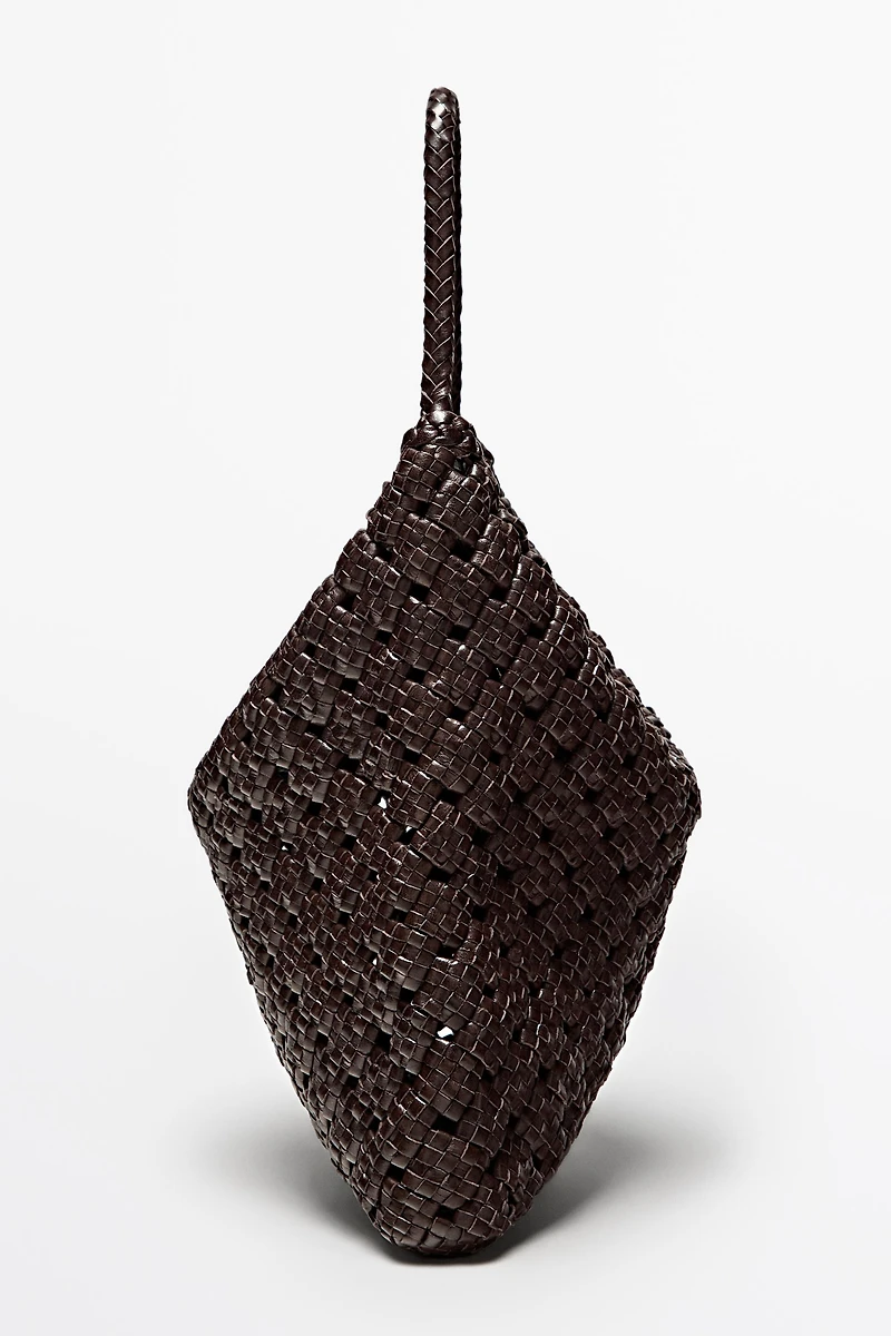 Sac moyen tressé en cuir nappa