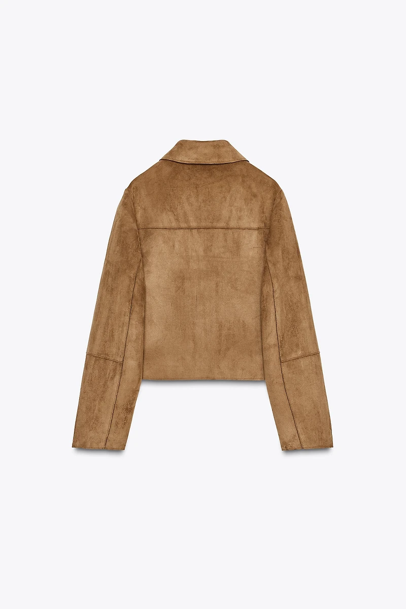 FAUX SUEDE CROPPED JACKET