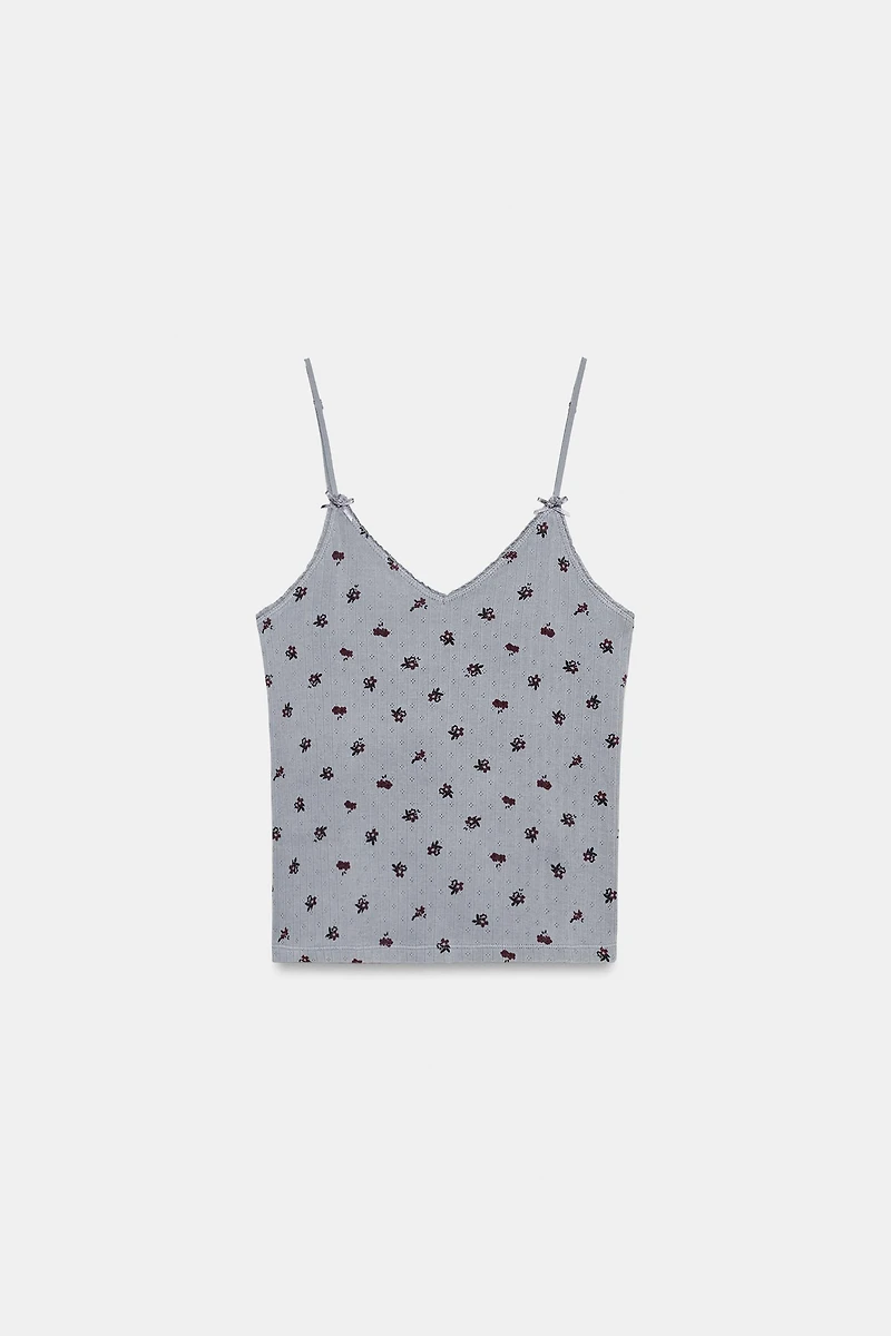 POINTELLE FLORAL TOP