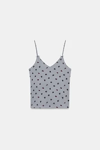 POINTELLE FLORAL TOP