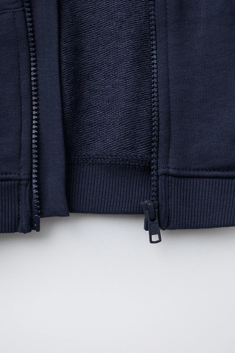 BASIC TEXT ZIP-UP SWEATSHIRT