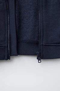 BASIC TEXT ZIP-UP SWEATSHIRT