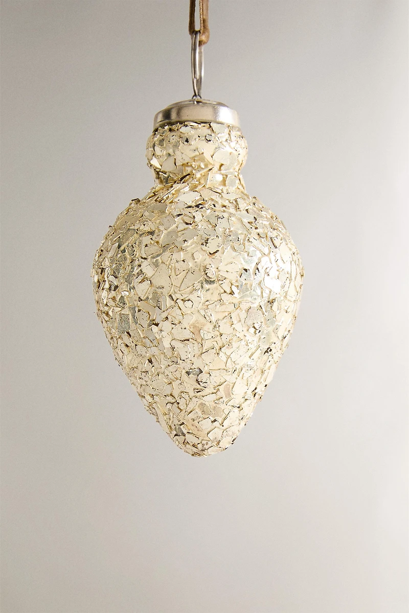 CHRISTMAS TREE CRACKLED BALL ORNAMENT