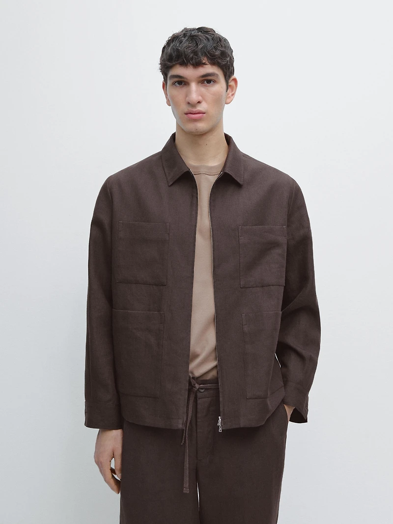 Total look linen overshirt