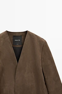 Suede leather blazer