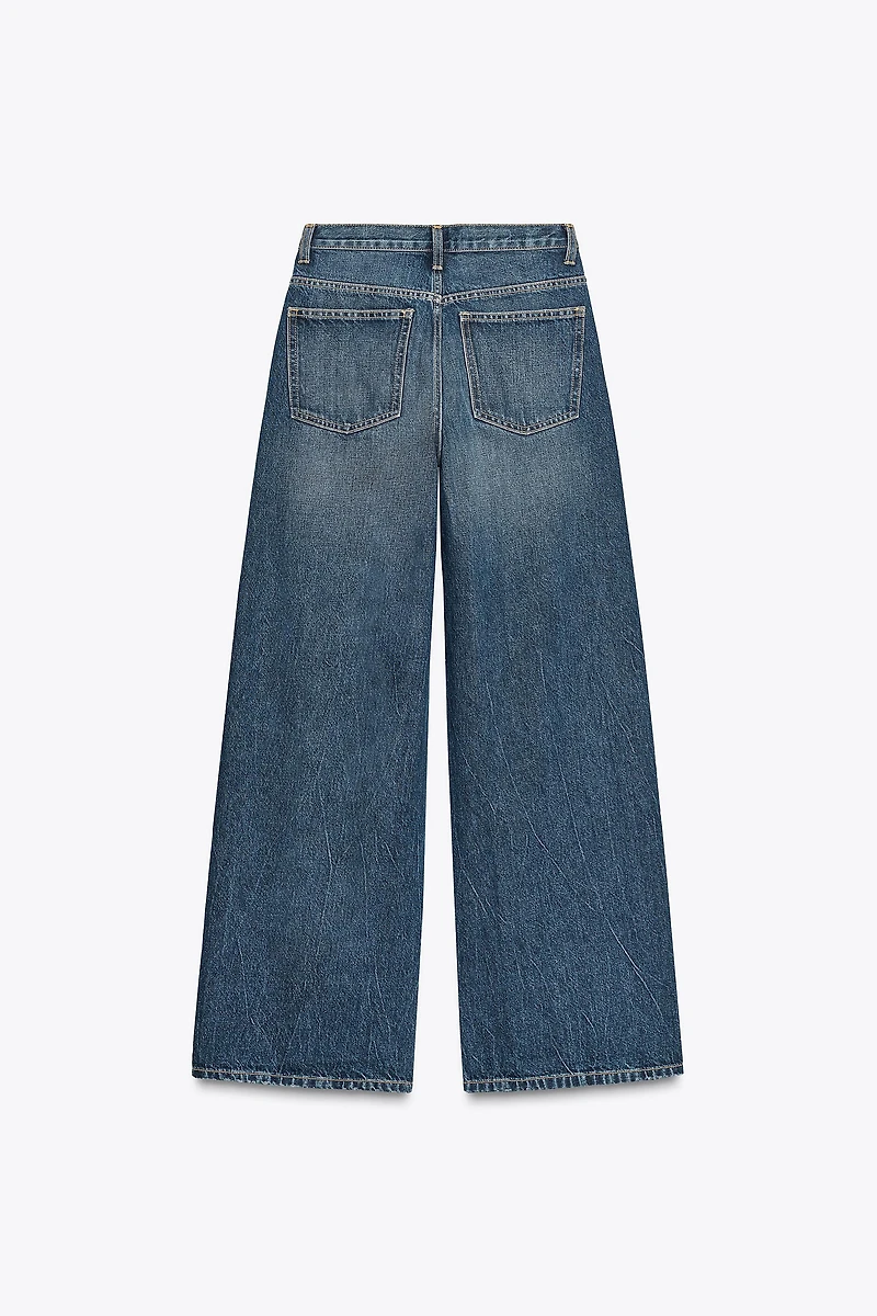 TRF HIGH WAIST CROSSOVER WIDE LEG JEANS