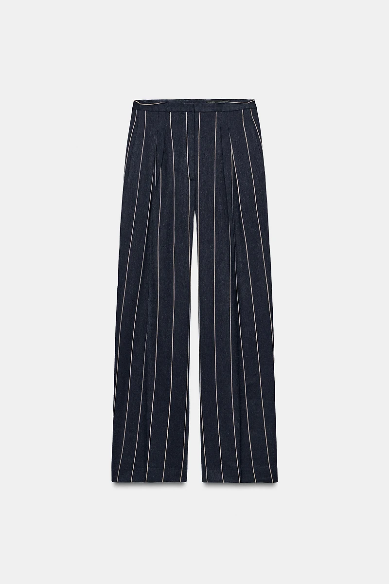 PANTALON À RAYURES EN LIN ZW COLLECTION