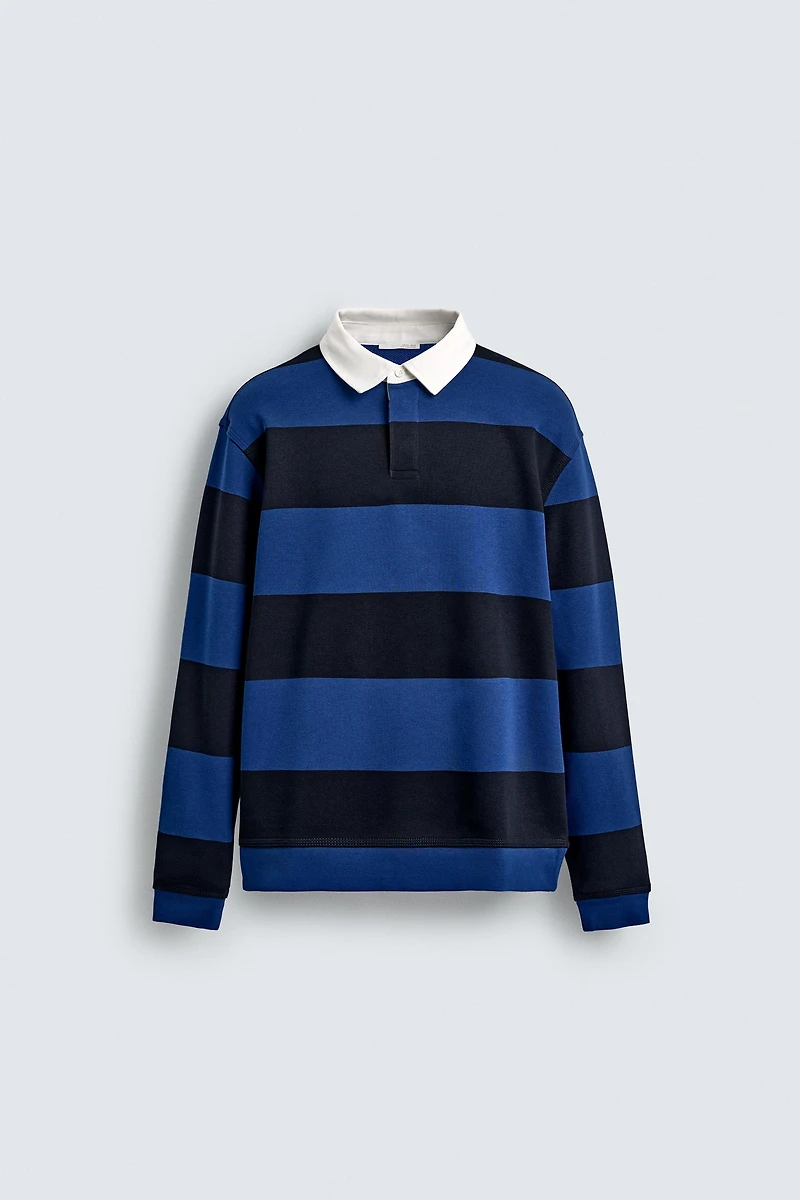 CONTRAST COLLAR POLO SWEATSHIRT