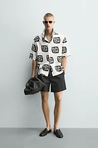 CONTRAST PRINT RELAXED FIT SHIRT