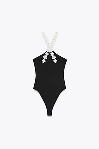 FLORAL HARDWARE STRETCH BODYSUIT