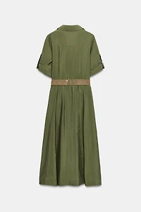 BELTED MIDI SHIRT DRESS