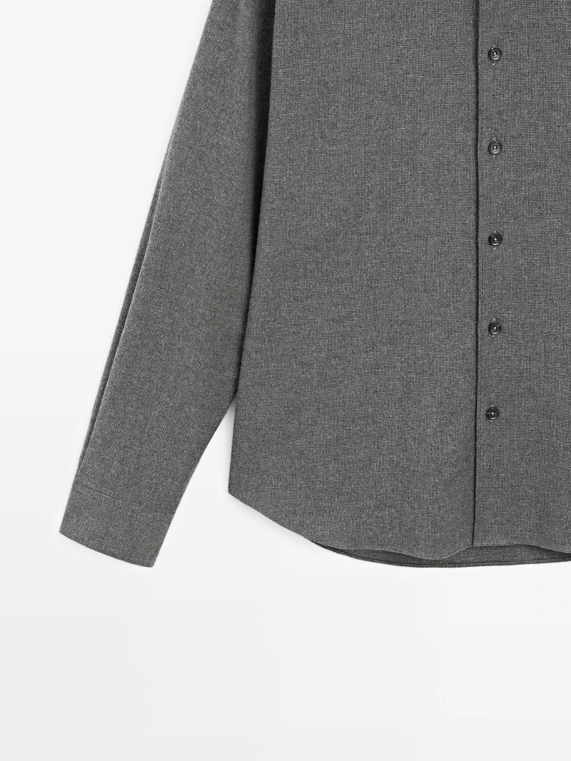 Regular fit check texture melange shirt