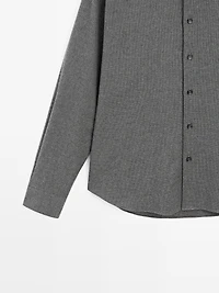 Regular fit check texture melange shirt