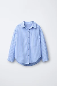 STRIPED POPLIN SHIRT AND RIB T-SHIRT PACK