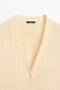 Pleated linen blend shirt