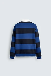 CONTRAST COLLAR POLO SWEATSHIRT