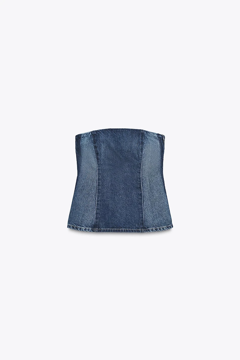 TRF DENIM BANDEAU TOP