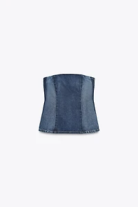 TRF DENIM BANDEAU TOP