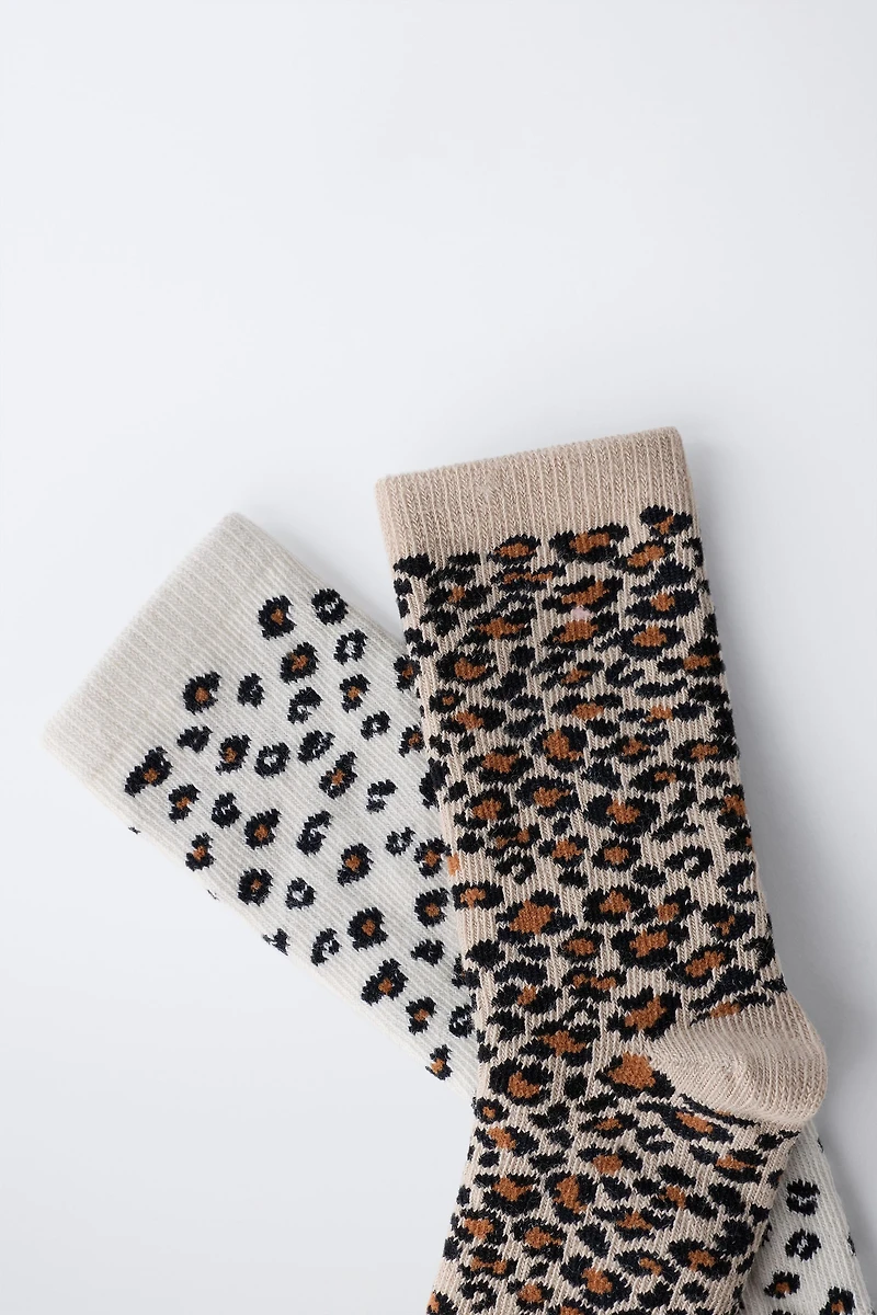 LOT DE DEUX CHAUSSETTES ANIMAL PRINT