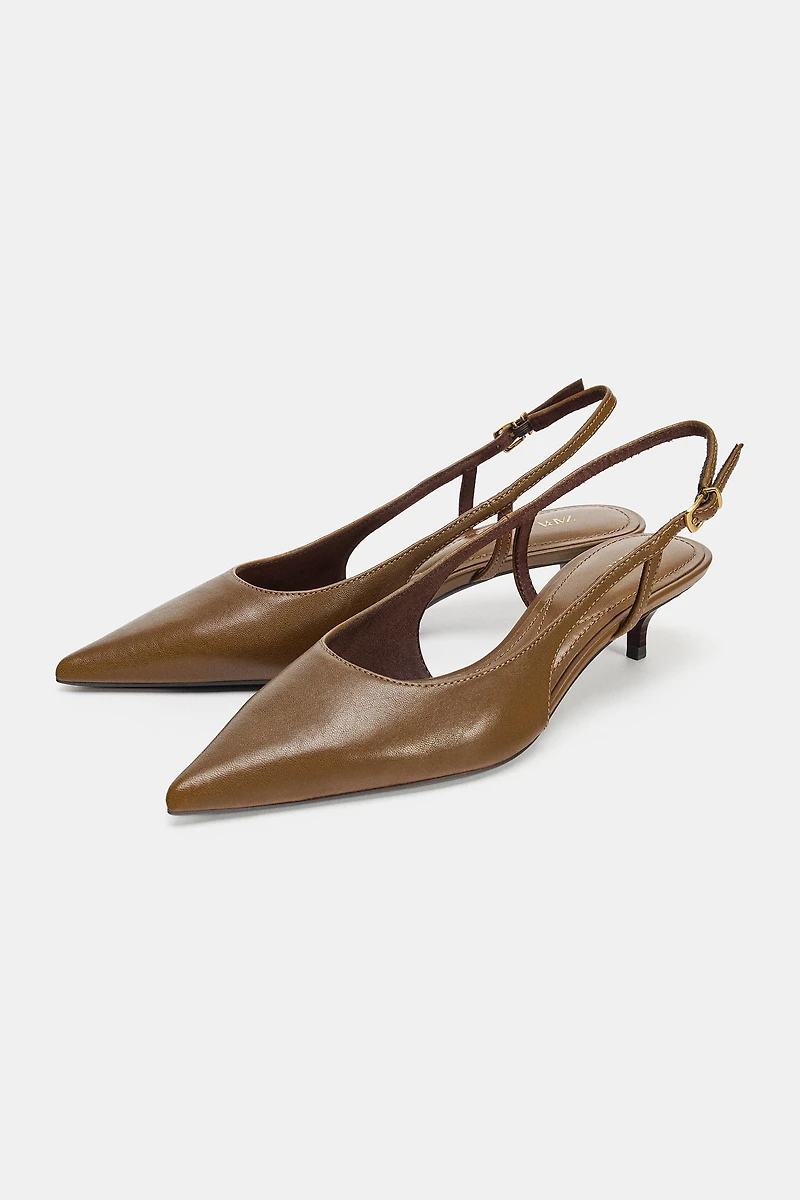 LEATHER KITTEN HEEL SHOES