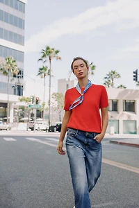 SHORT SLEEVE BASIC KNIT TOP