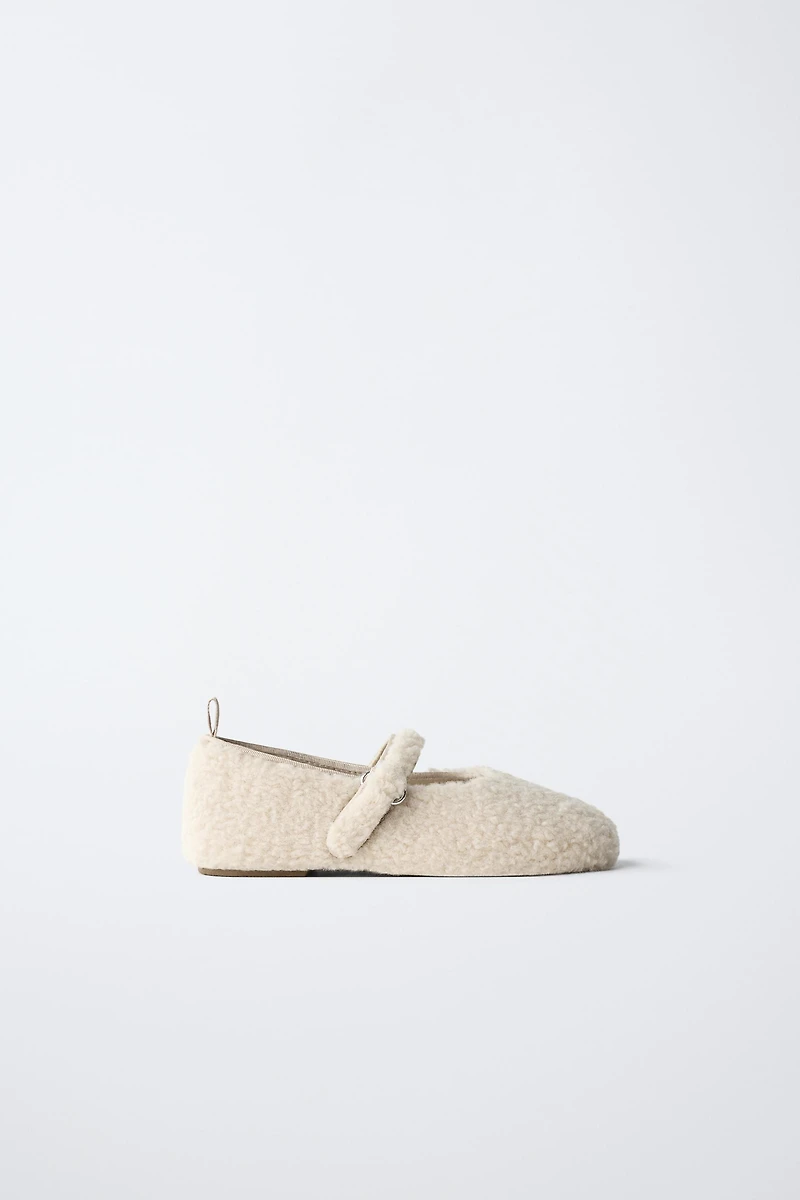 FAUX SHEARLING BALLET FLATS