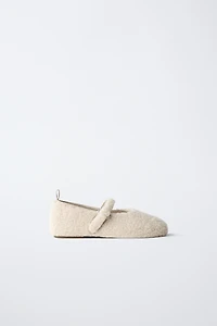 FAUX SHEARLING BALLET FLATS