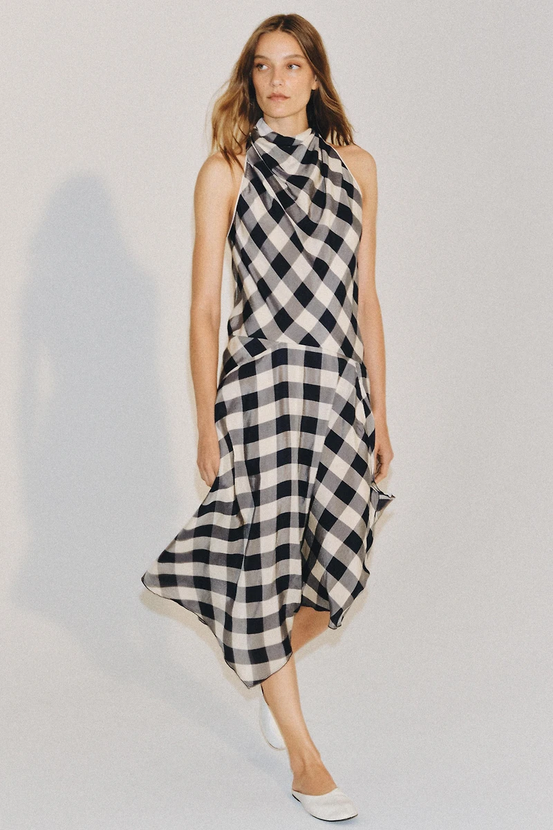 PLAID HALTER DRESS ZW COLLECTION