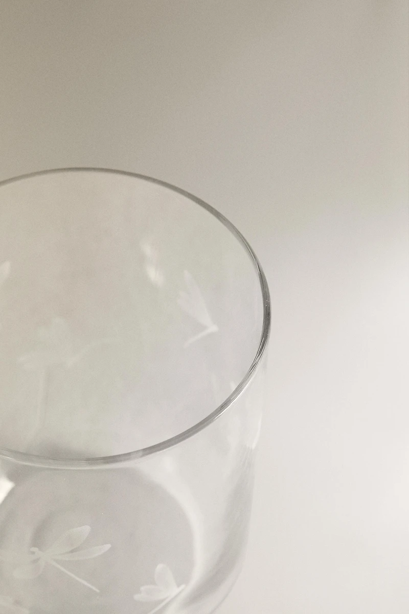 VERRE MOTIF LIBELLULE