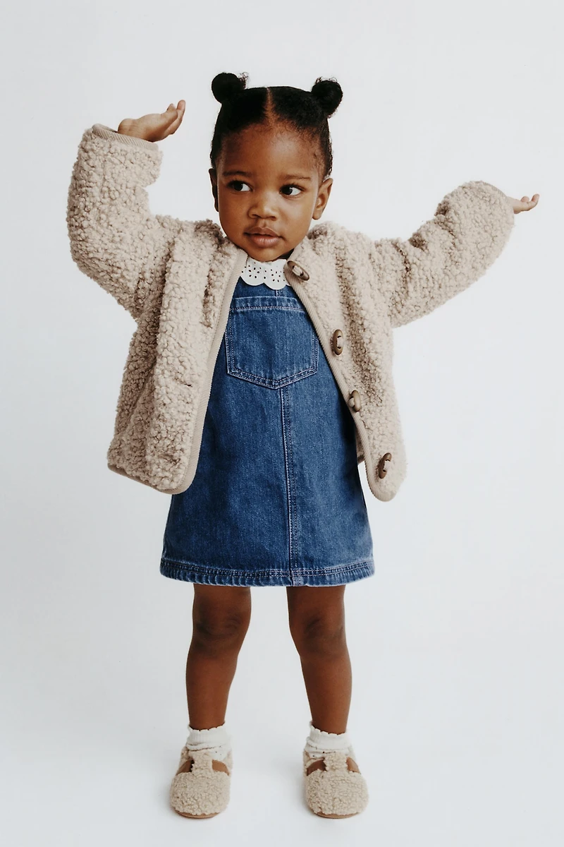 DENIM OVERALL DRESS WITH BLOOMERS
