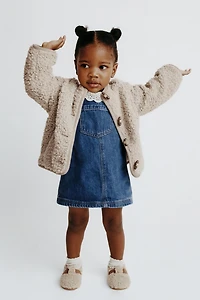 DENIM OVERALL DRESS WITH BLOOMERS