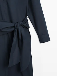 Midi shirt dress with scarf detail