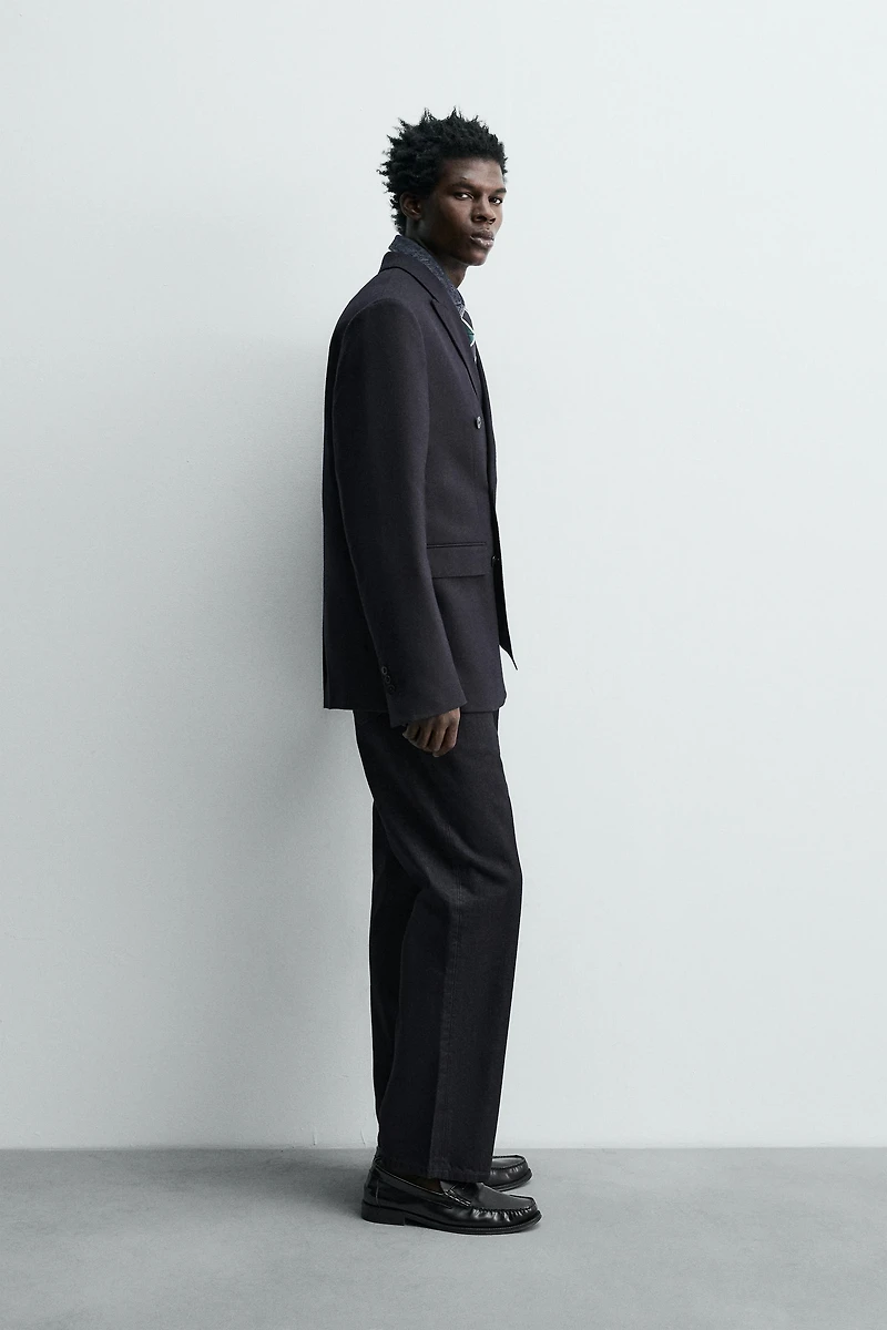 DOUBLE BREASTED 100% WOOL FLANNEL BLAZER