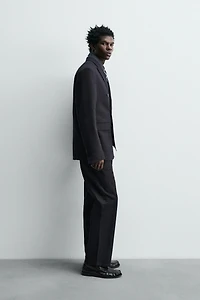 DOUBLE BREASTED 100% WOOL FLANNEL BLAZER