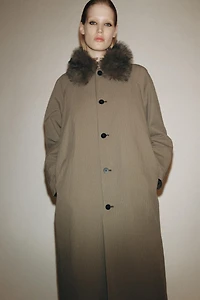 ZW COLLECTION REVERSIBLE FAUX FUR COLLAR TRENCH COAT