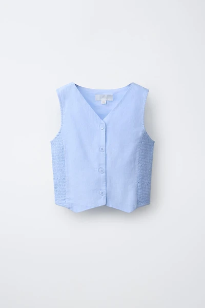 SMOCKED LINEN VEST