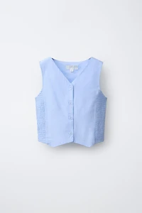 SMOCKED LINEN VEST