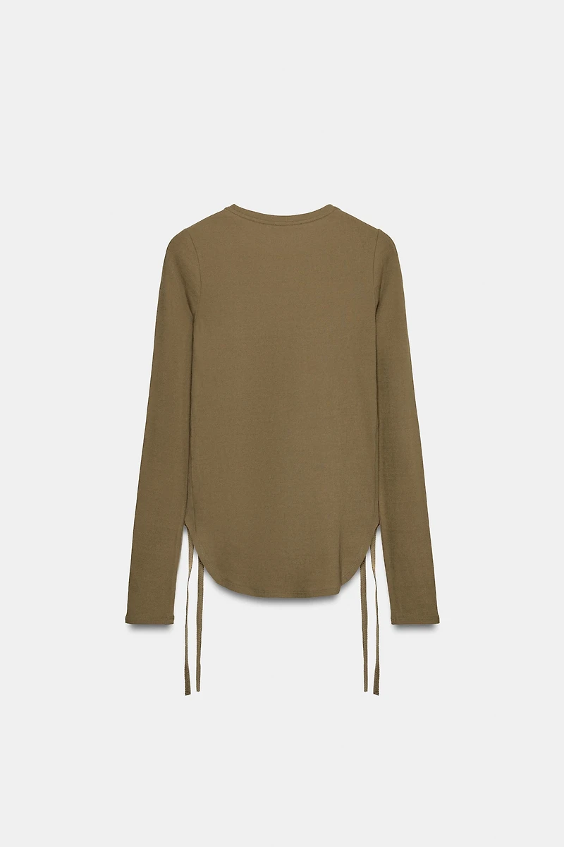 RUSTIC T-SHIRT WITH DRAWSTRINGS