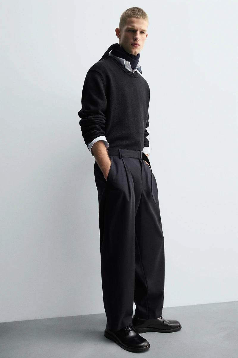 RELAXED FIT BELTED PANTS