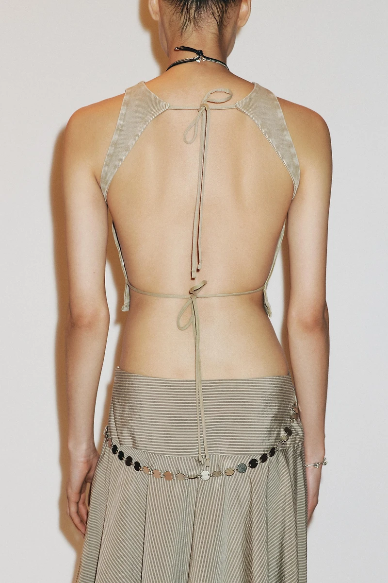 RIB OPEN BACK T-SHIRT
