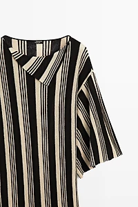 Striped knit kaftan sweater